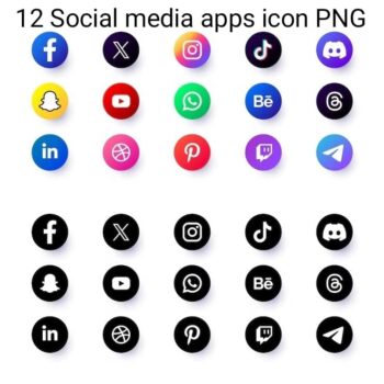 12 Social Media Apps Icon PNG – High-Quality Transparent Icons