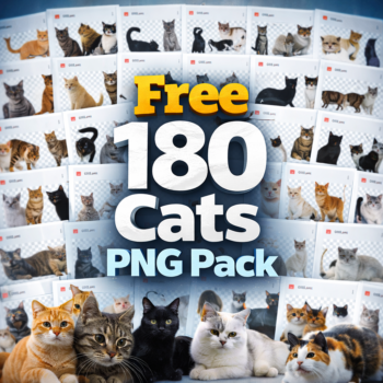 Free 180 Cats PNG Pack