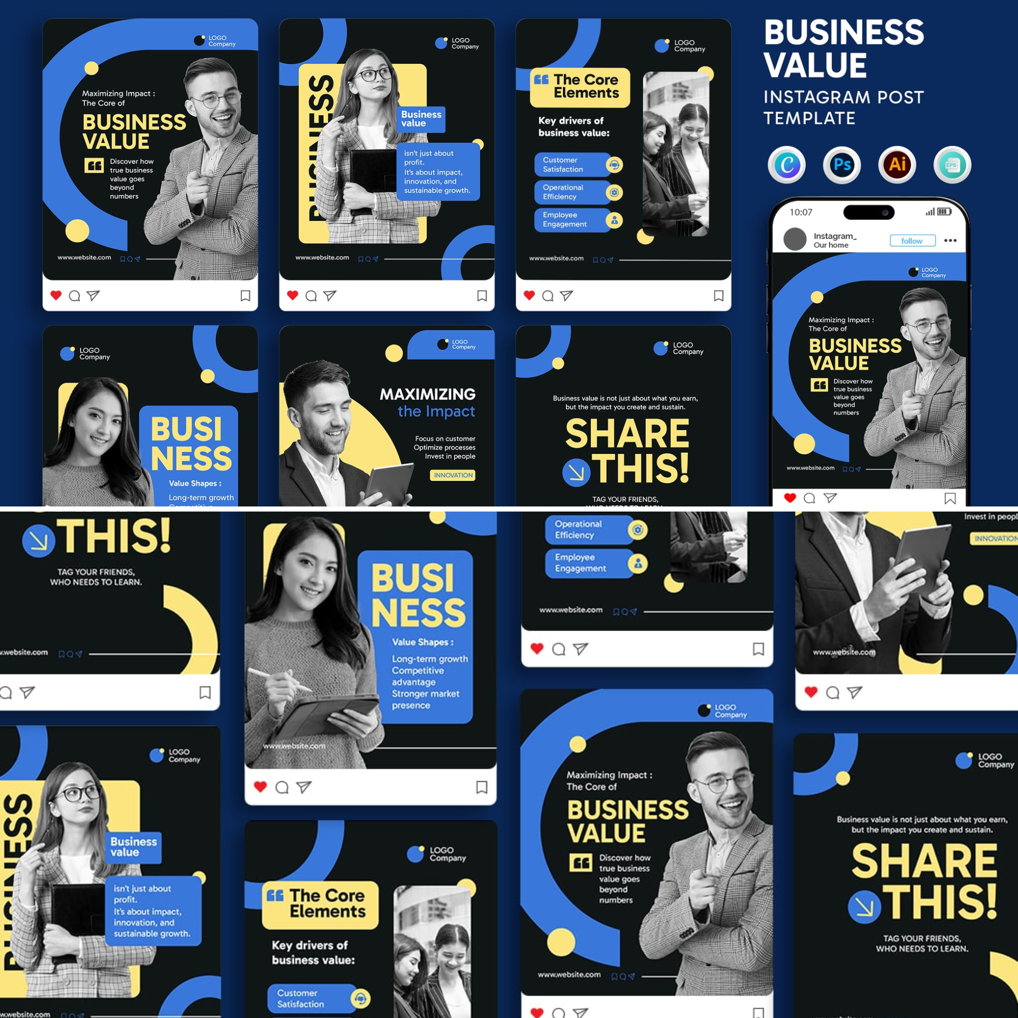 500+ Instagram Templates Canva, psd & ai Editable, plr mrr - Image 2