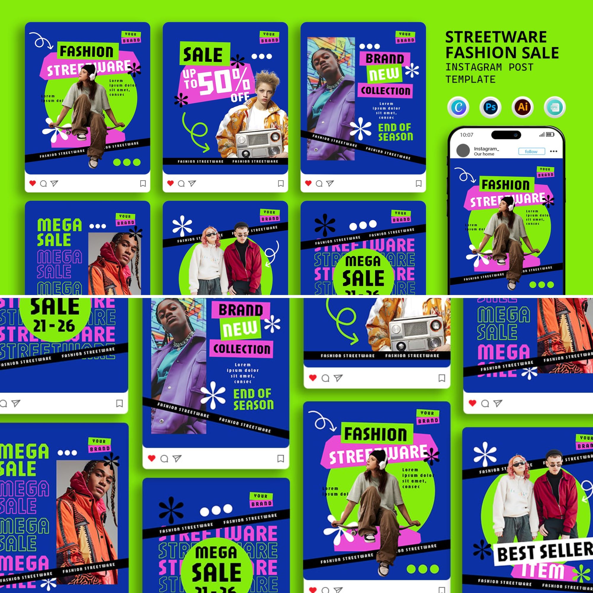 500+ Instagram Templates Canva, psd & ai Editable, plr mrr - Image 5