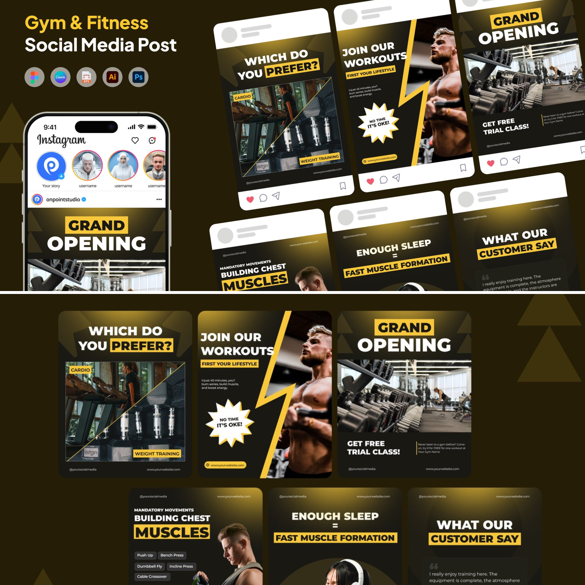 500+ Instagram Templates Canva, psd & ai Editable, plr mrr - Image 7