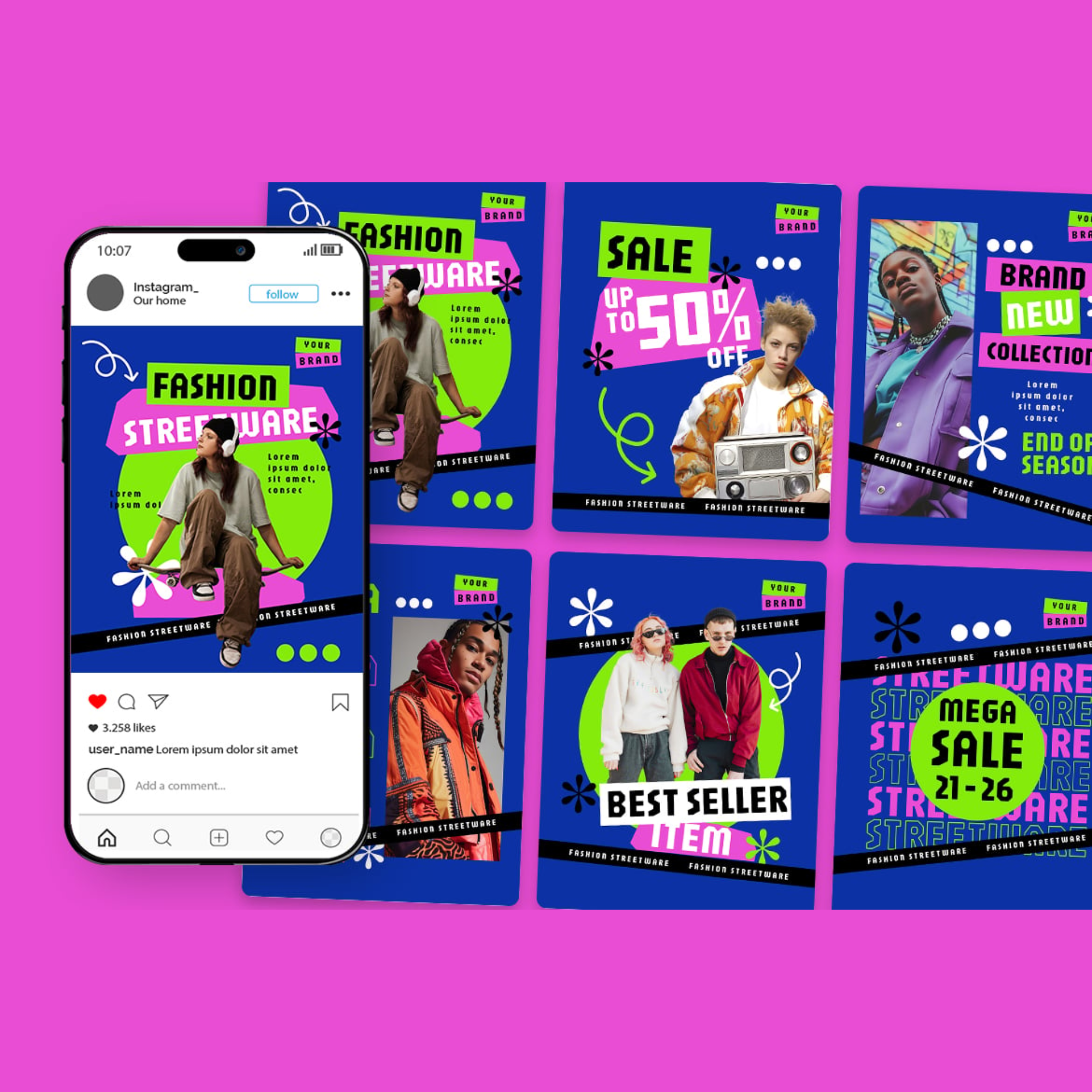6 Streetwear Fashion Sale Instagram Post Templates - Image 3