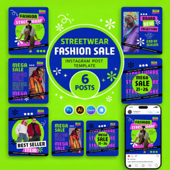 6 Streetwear Fashion Sale Instagram Post Templates