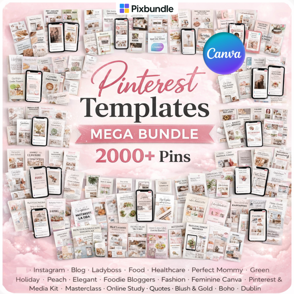 2000+ Pinterest Templates Mega Bundle – Canva Editable Pinterest Pins video preview