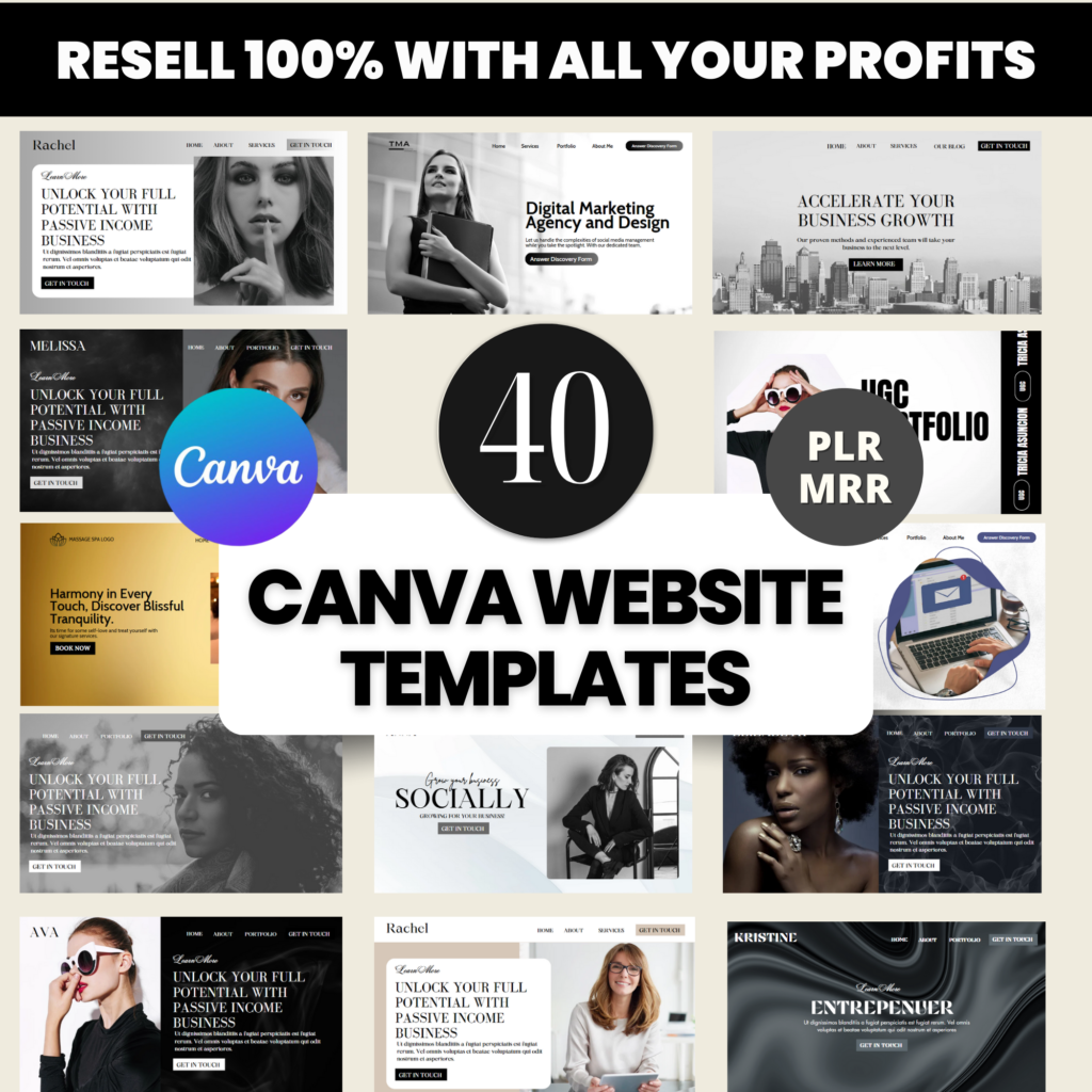 40 Canva Website Templates Bundle – UGC, Spa, Marketing, Business, Portfolio & Real Estate (PLR & MRR) video preview