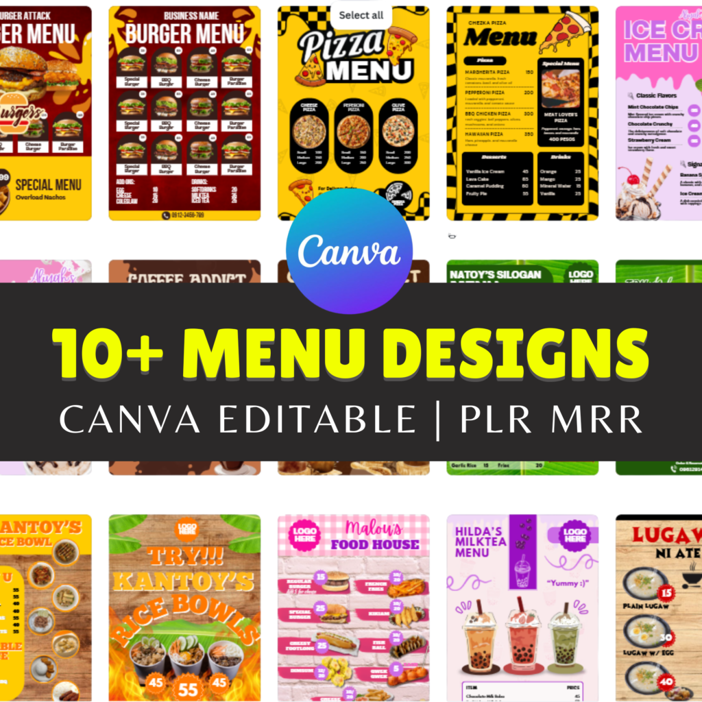 10+ Restaurant Menu Templates Canva Editable Bundle – Pizza, Burger, Coffee, Ice Cream & Milk Tea Menus (PLR & MRR) video preview