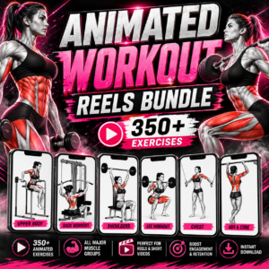 350+ Women's Workout Reels Bundle with Animated Female Gym Exercise Videos
